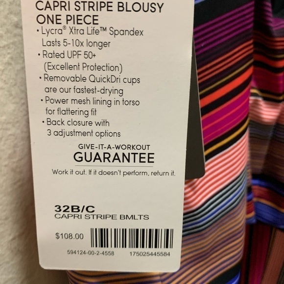 Athleta Purple Capri Stripe Blousy One-Piece Size 32 B/C NWT - Picture 6 of 9